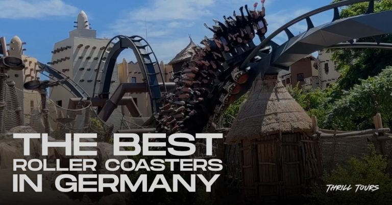 high speed inverted coaster taking riders across its compact layout on the best coasters in germany
